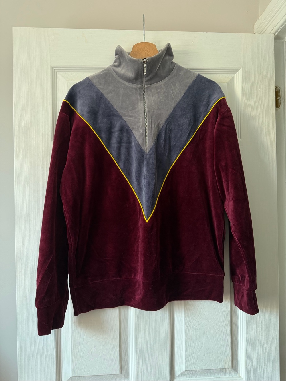 Folly Dot Women's Colorblock Velvet Quarter-Zip Sweatshirt S